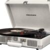 Demo - Crosley Cruiser Deluxe Vintage 3-Speed Bluetooth Suitcase Turntable, White Sand