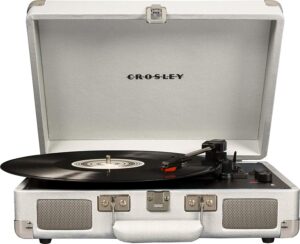 Demo - Crosley Cruiser Deluxe Vintage 3-Speed Bluetooth Suitcase Turntable, White Sand